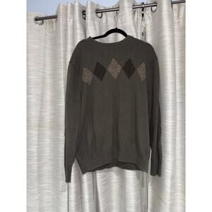 Vintage Dockers olive green argyle men’s sweater 100% cotton size XL
